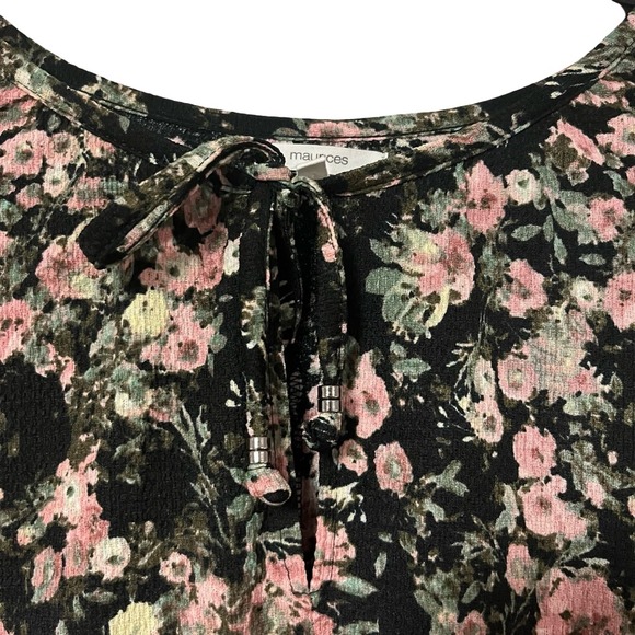 Maurices Black Floral Babydoll Mini Dress Women's Size XL - Picture 4 of 8